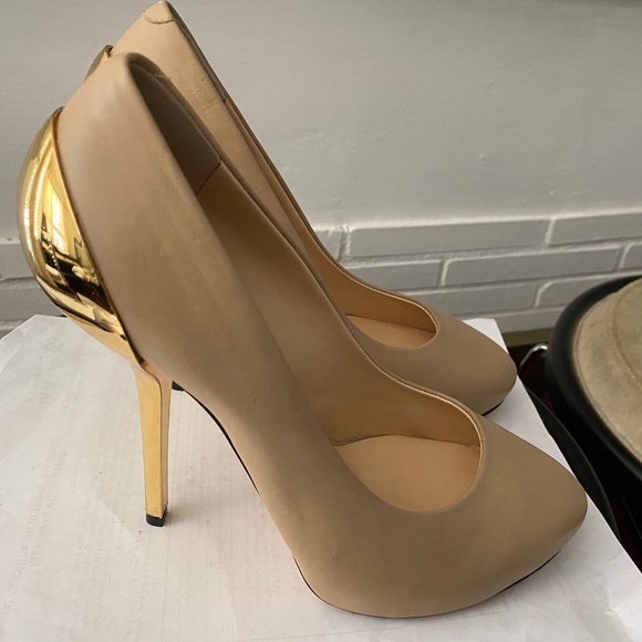 GUISEPPE ZANOTTI TAN LEATHER PUMPS COLD clogs HEELS platform 37.5-6.5 sandals mu - Picture 6 of 9